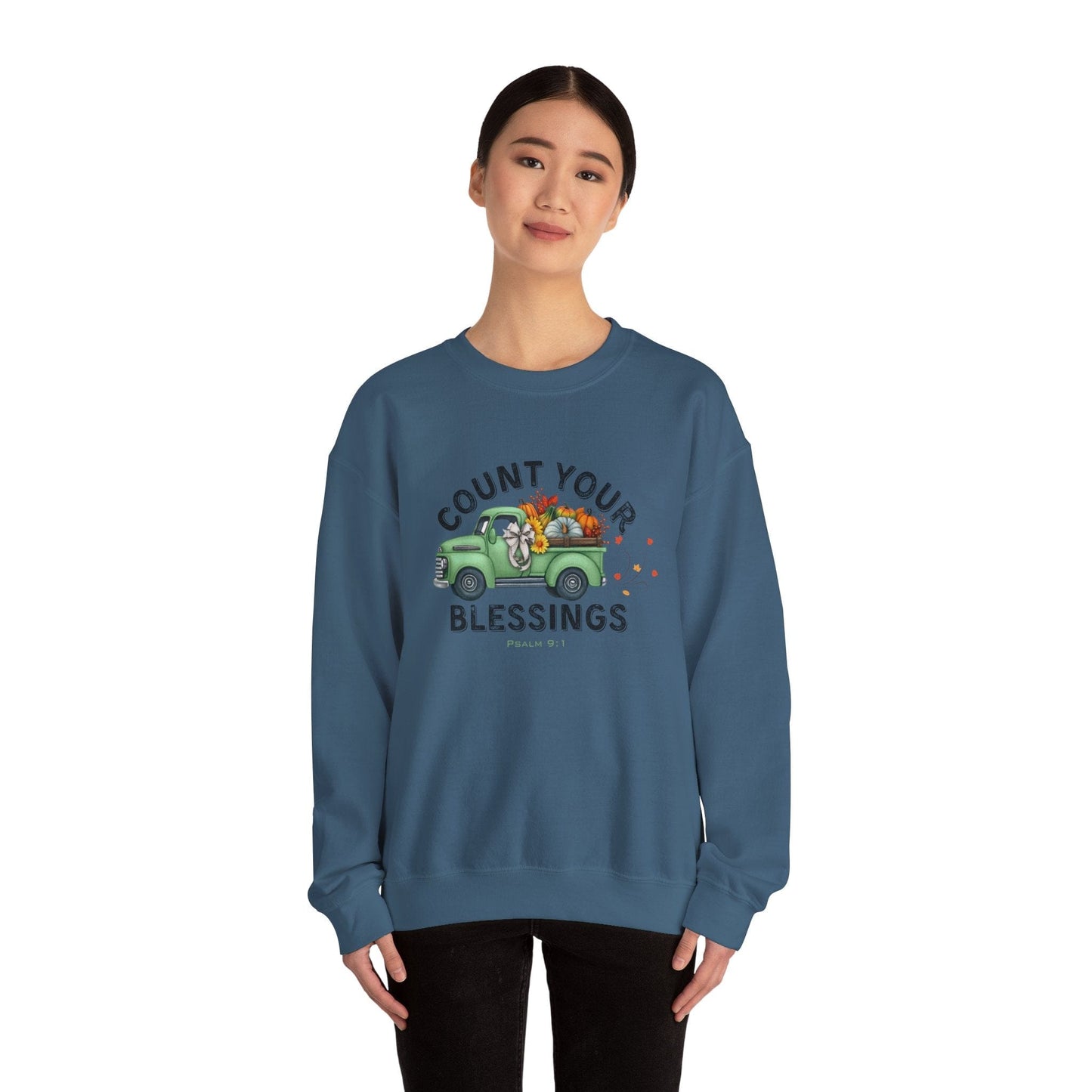 Count Your Blessings | Christian Vintage Fall Sweatshirt Inspired by Psalm 9:1