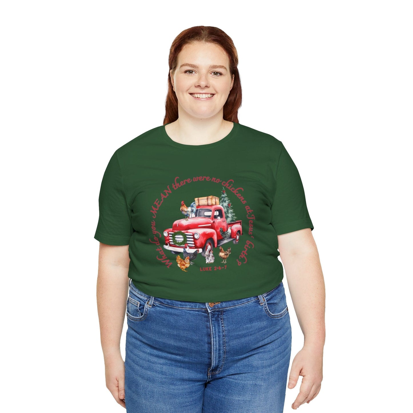 Funny Christian Christmas T-Shirt – “What Do You Mean No Chickens at Jesus’ Birth?” | Luke 2:6–7