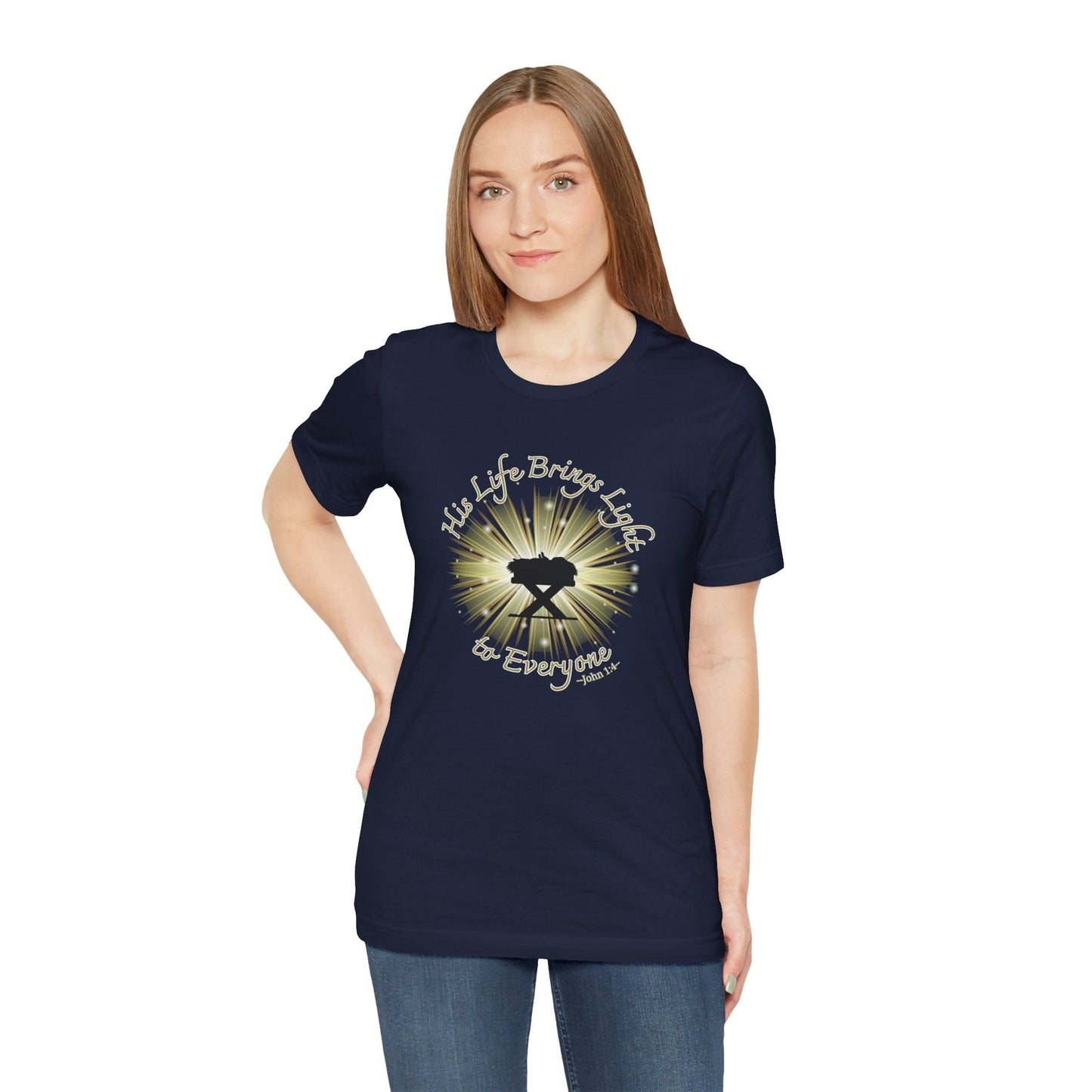 His Life Brings Light | John 1:4 Christian Christmas T-Shirt