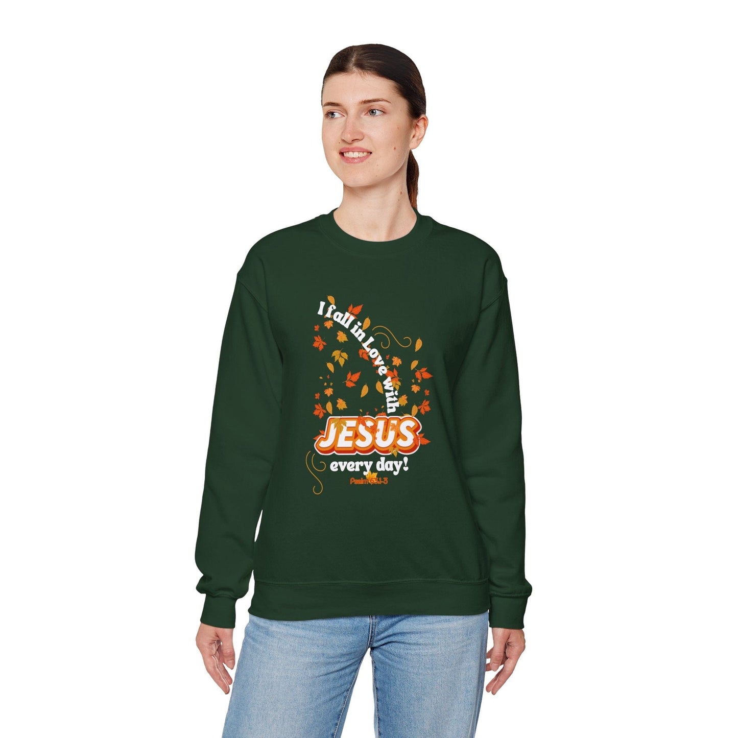 Fall in Love with Jesus Every Day Sweatshirt | Psalm 63:1-3 Autumn Design