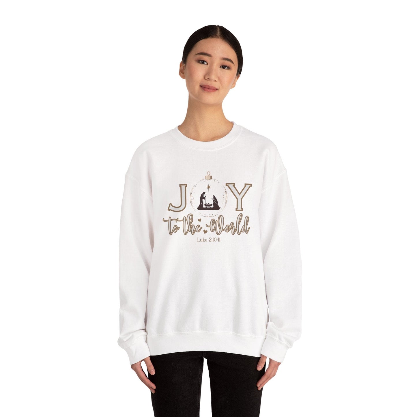 Joy to the World Crewneck Sweatshirt | Luke 2:10-11 Nativity Christmas Design