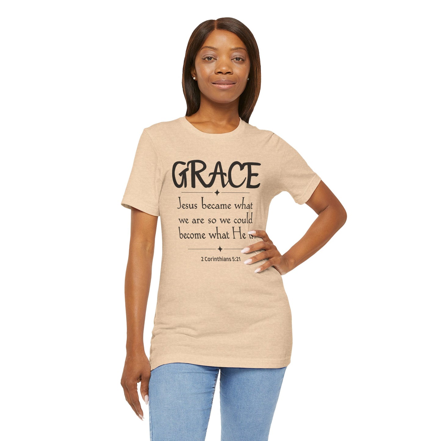Grace Bella Canvas T-Shirt | 2 Corinthians 5:21 Christian Art Tee