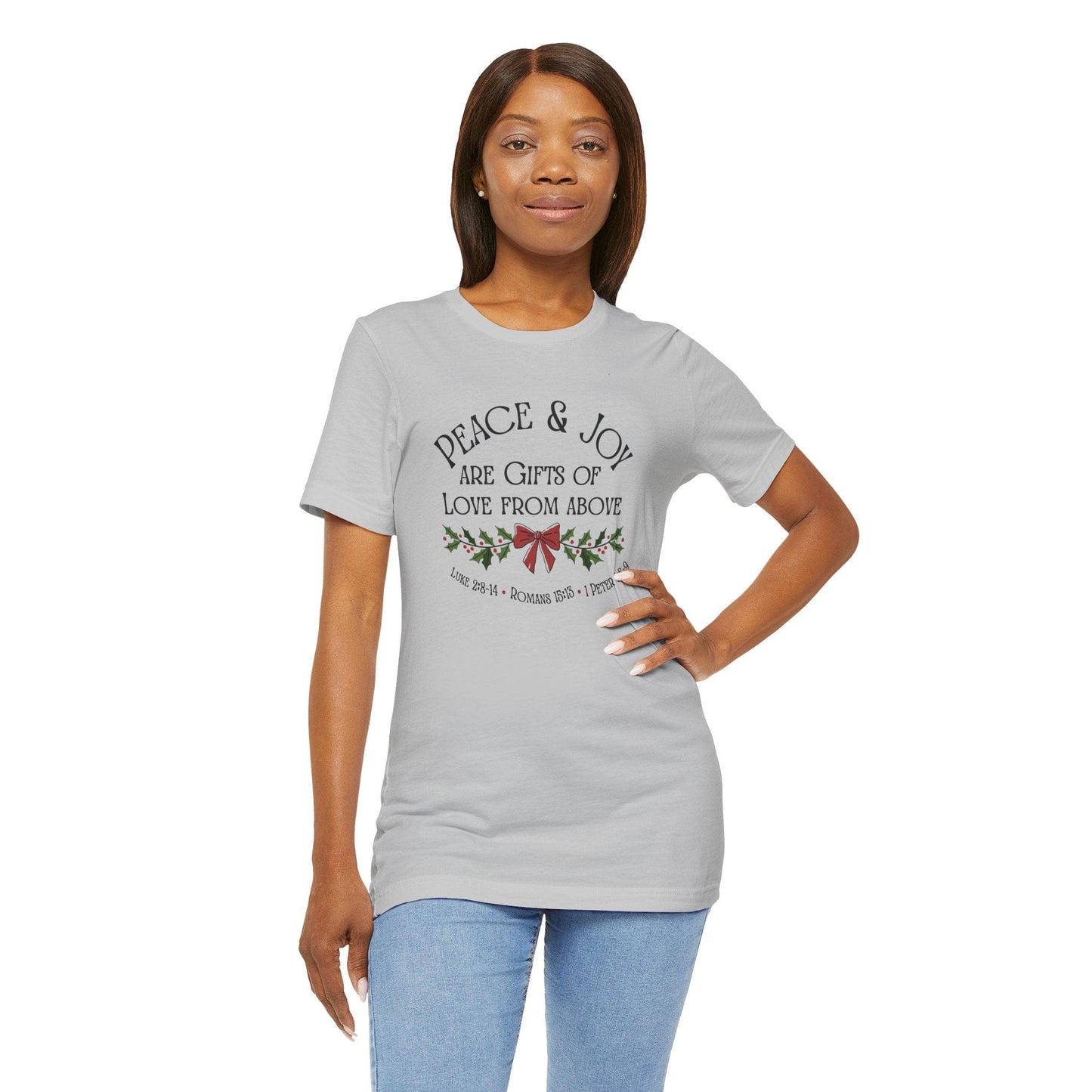 Peace and Joy Bella Canvas Christian Christmas T-Shirt | Faith-Inspired Holiday Tee