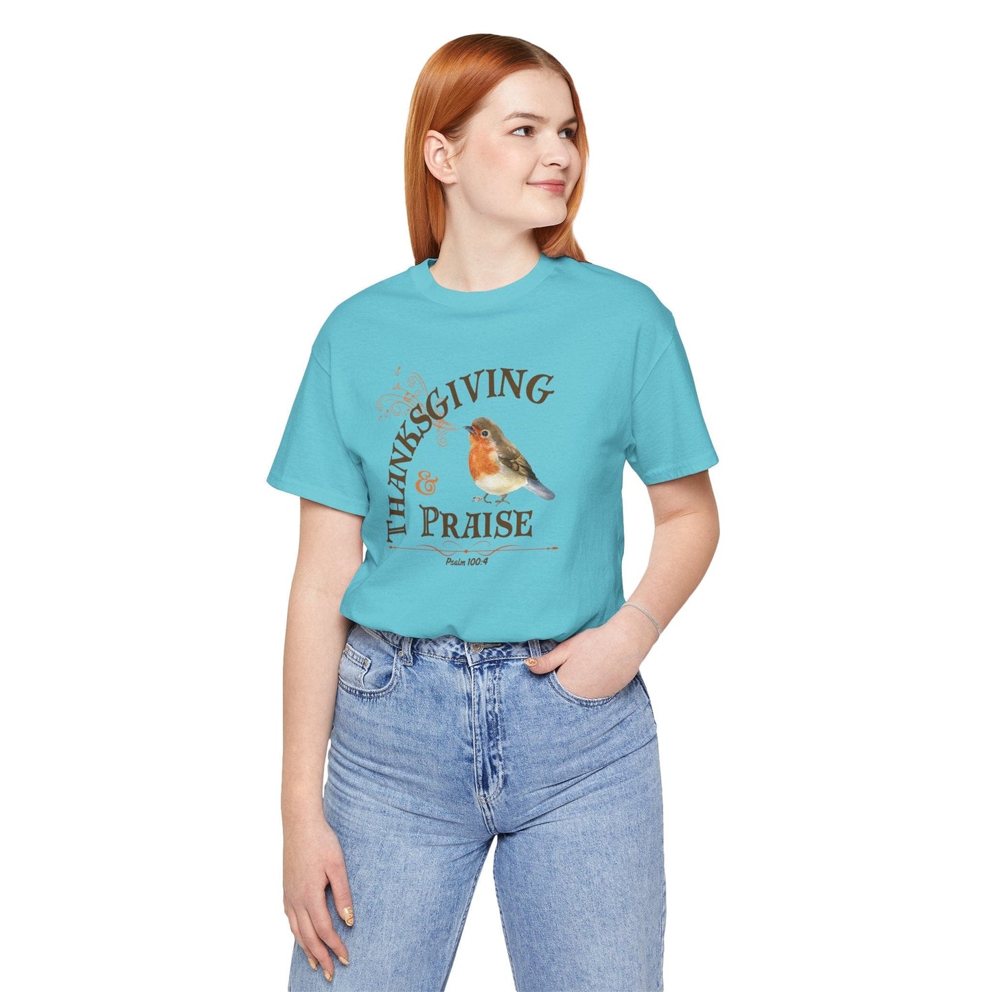 Thanksgiving & Praise T-Shirt | Autumn Christian Apparel Inspired by Psalm 100:4