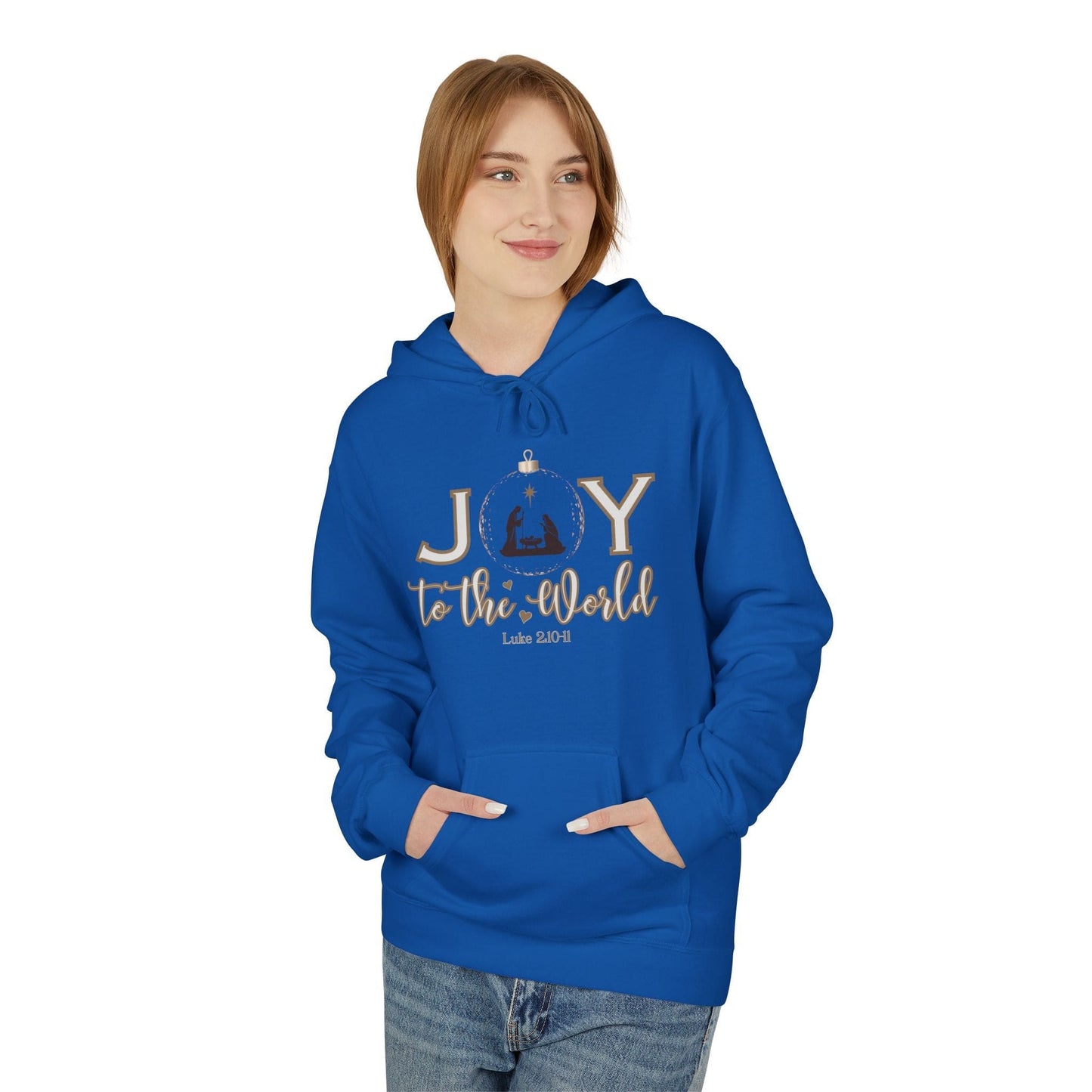 Joy to the World Hoodie | Luke 2:10-11 Nativity Christmas Design