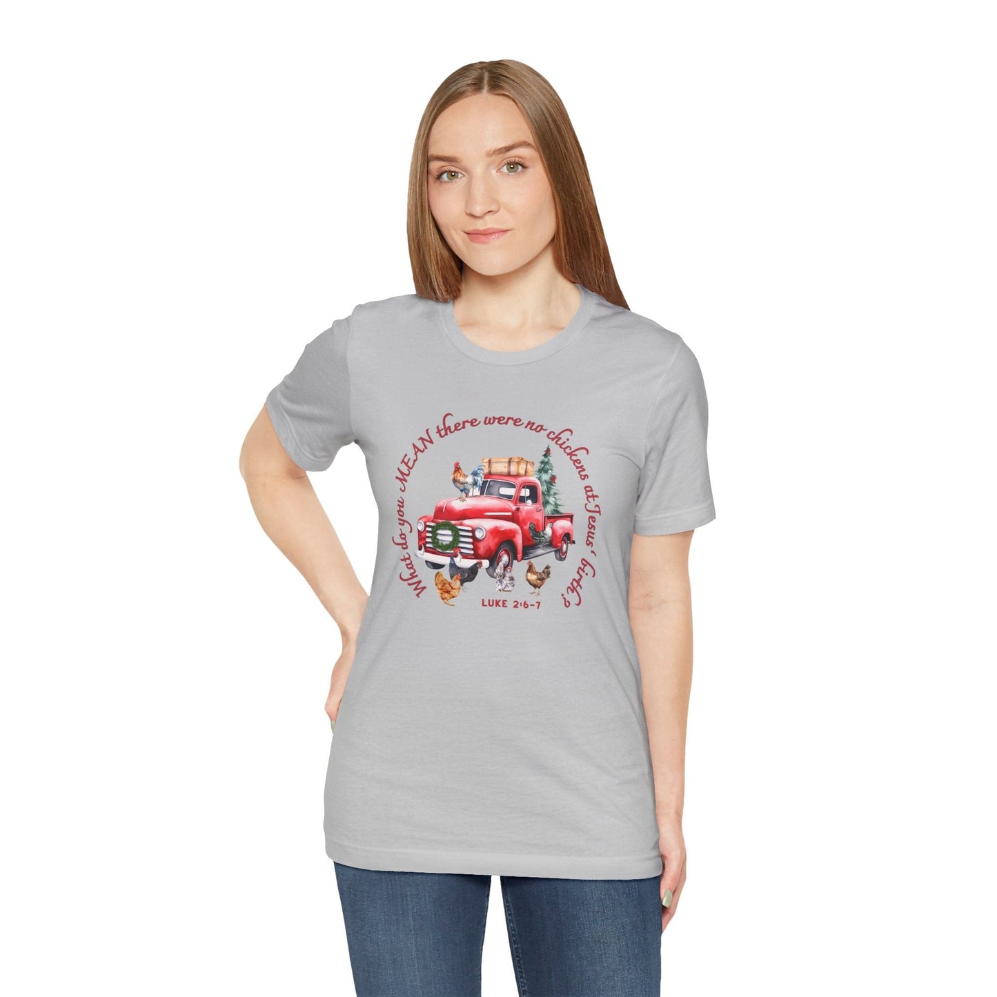 Funny Christian Christmas T-Shirt – “What Do You Mean No Chickens at Jesus’ Birth?” | Luke 2:6–7
