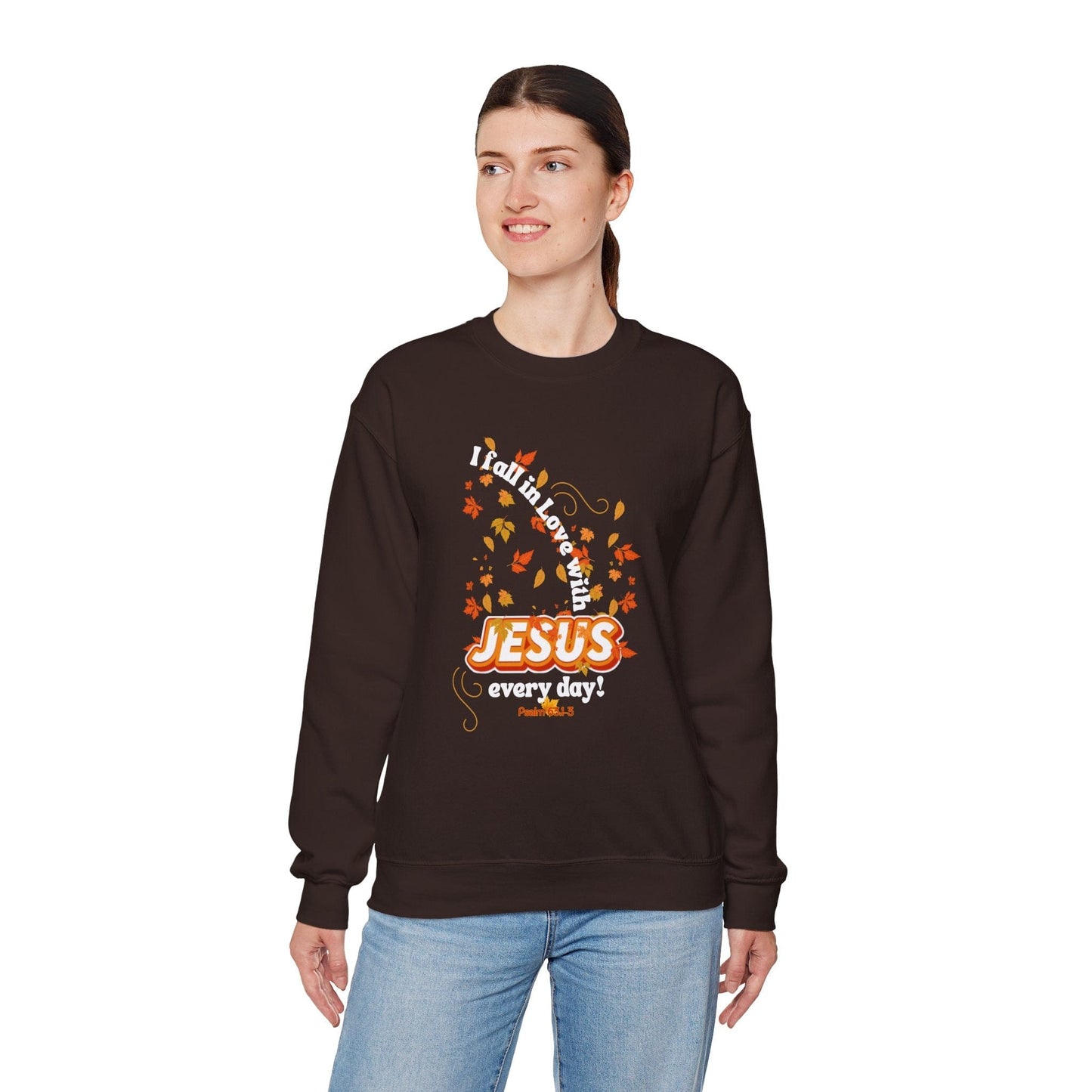 Fall in Love with Jesus Every Day Sweatshirt | Psalm 63:1-3 Autumn Design