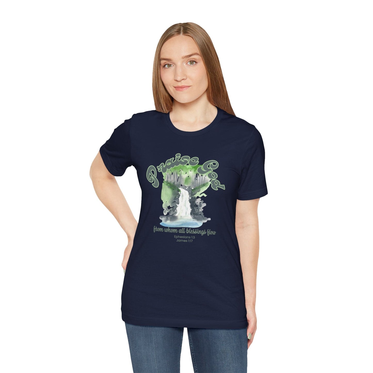 Praise God – Ephesians 1:3 & James 1:17 Blessings Flow T-Shirt (Watercolor Edition)