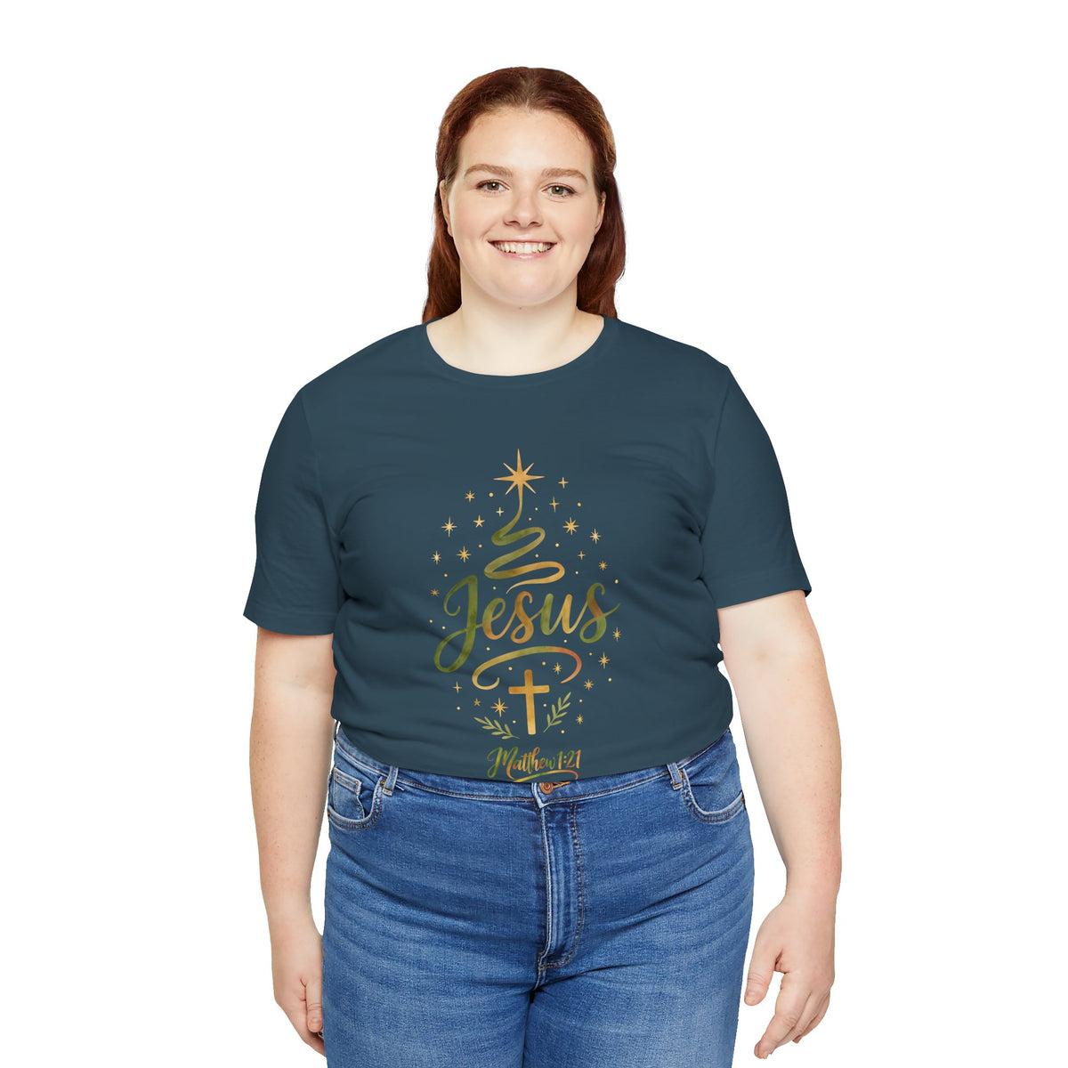 Jesus โ He Will Save His People Bella Canvas T-Shirt | Matthew 1:21 Christmas T-Shirt