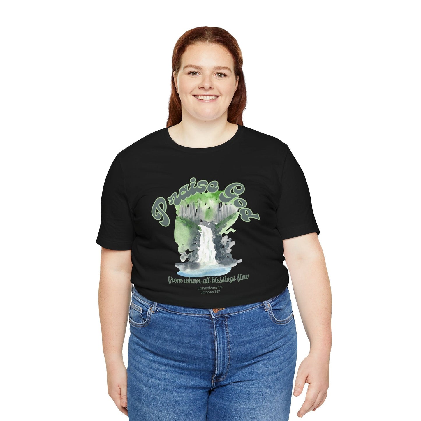 Praise God – Ephesians 1:3 & James 1:17 Blessings Flow T-Shirt (Watercolor Edition)