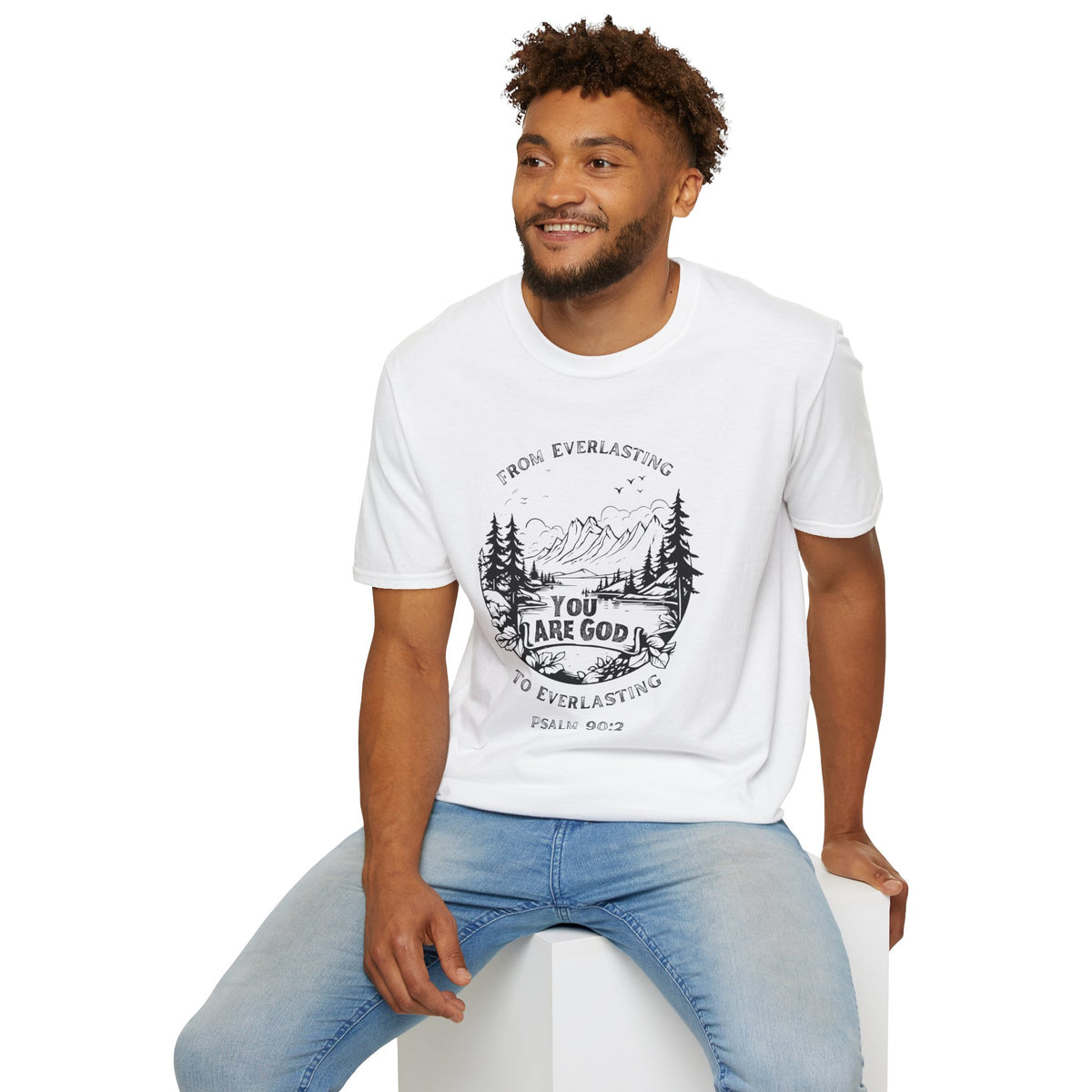 Everlasting God Gildan Softstyle Unisex T-Shirt | Psalm 90:2 Men's Bible Verse Tee