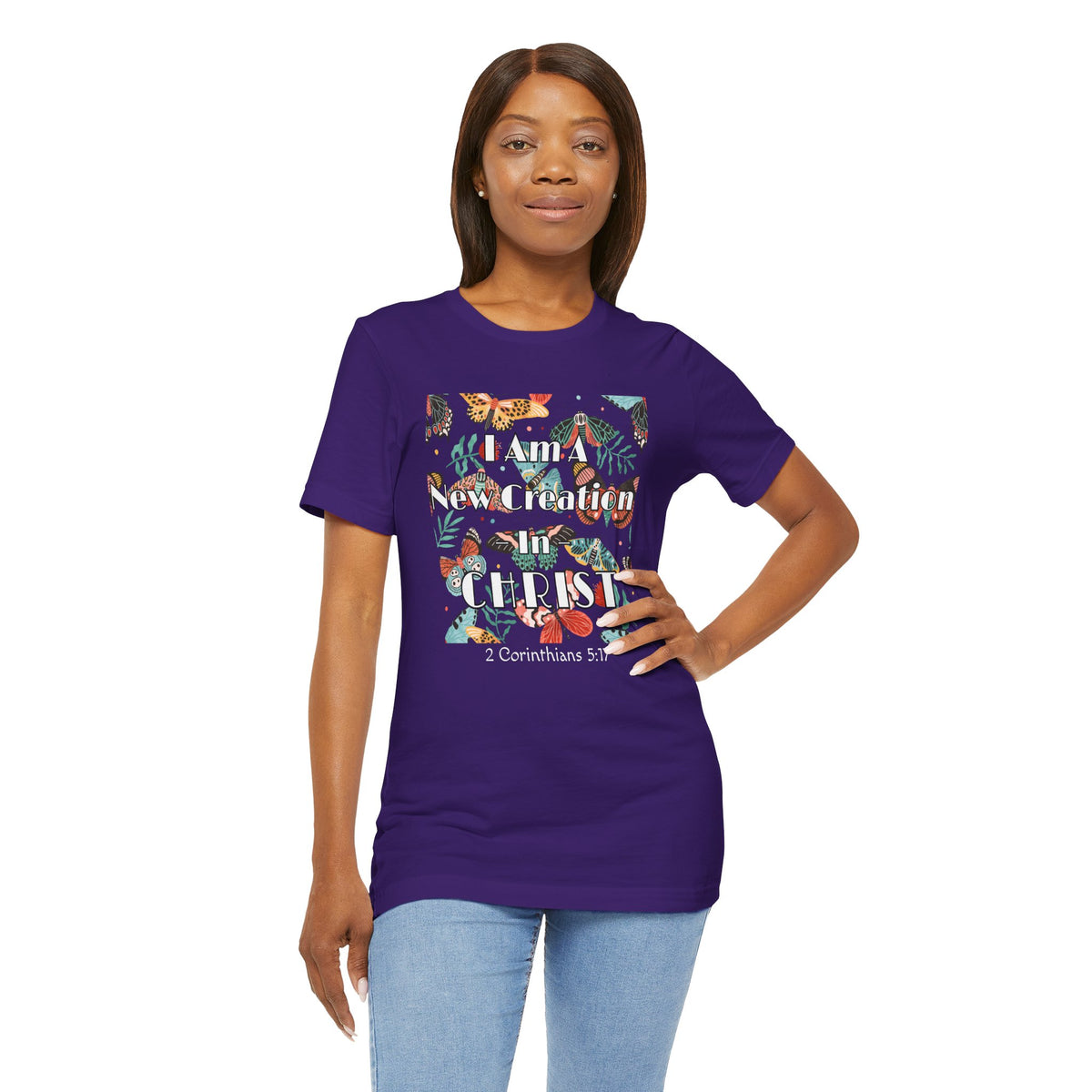 New Creation in Christ Bella Canvas T-Shirt | 2 Corinthians 5:17 Butterfly Tee