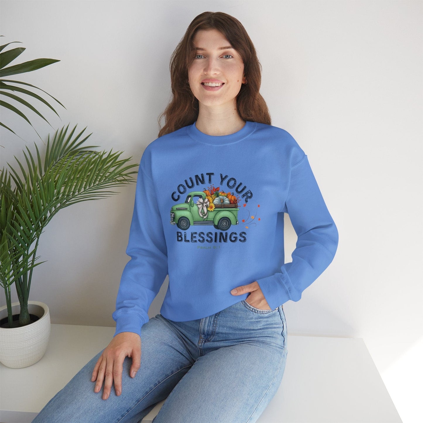 Count Your Blessings | Christian Vintage Fall Sweatshirt Inspired by Psalm 9:1