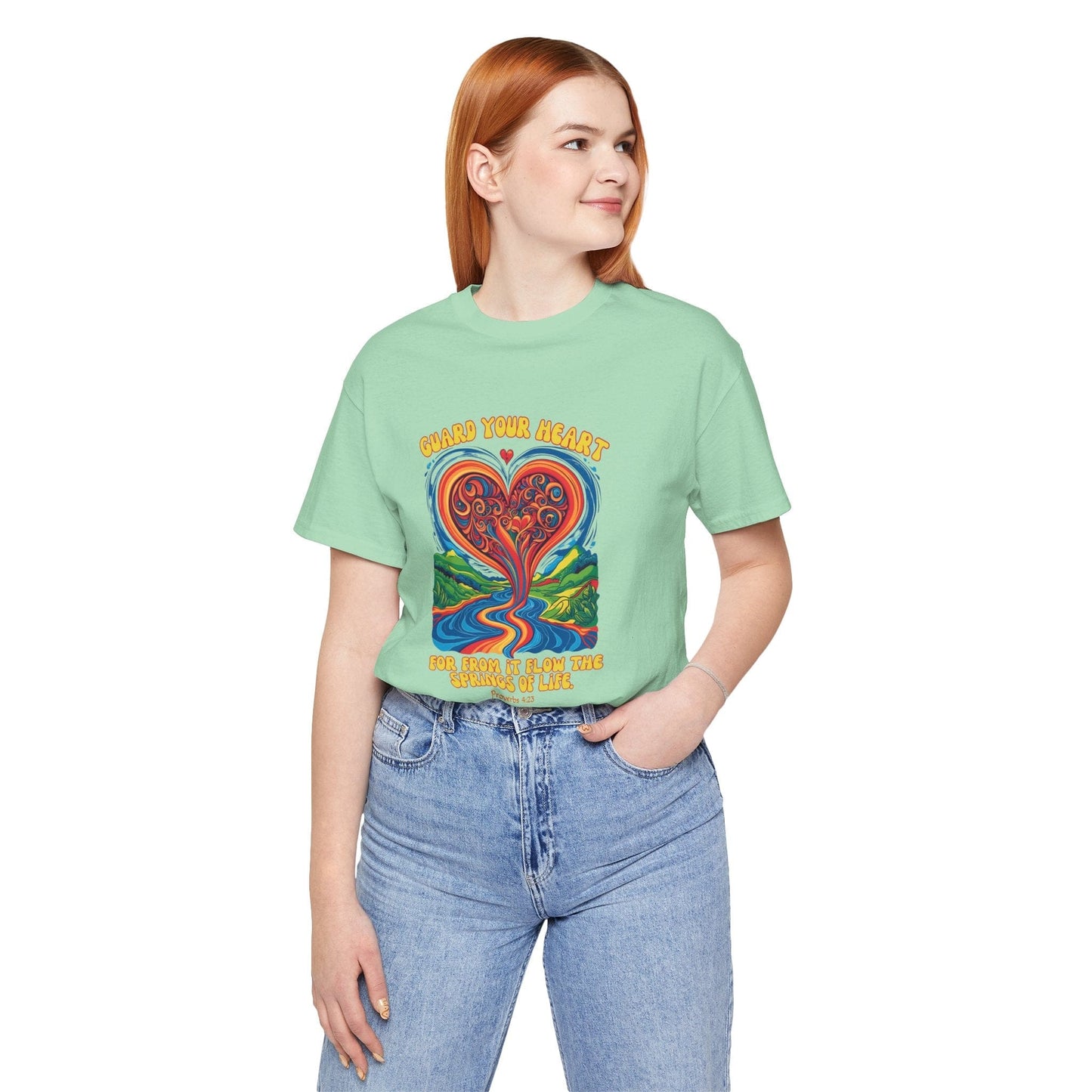 Guard Your Heart Bella Canvas T-Shirt — Proverbs 4:23 Scripture Art Tee