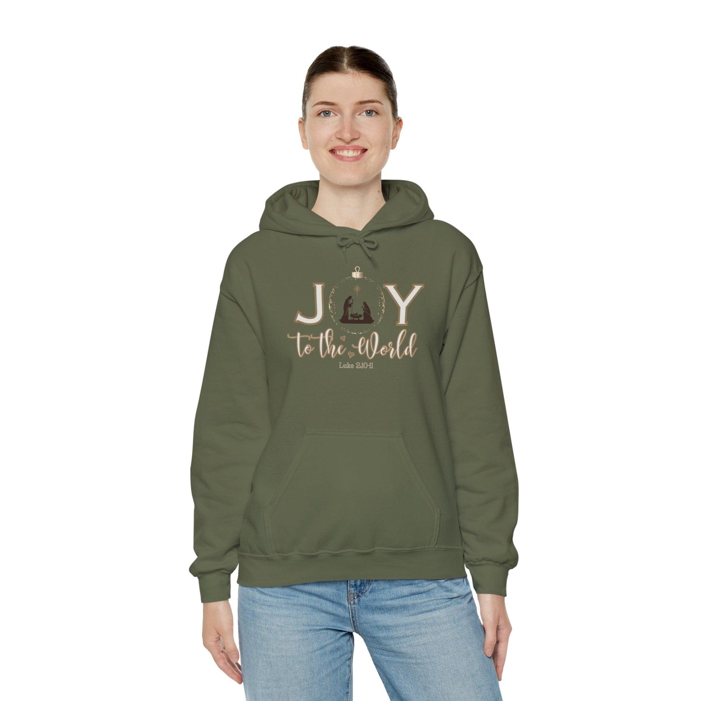 Joy to the World Hoodie | Luke 2:10-11 Nativity Christmas Design