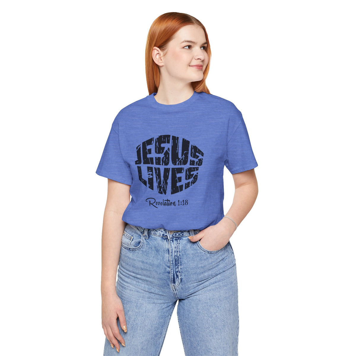 Jesus Lives Bella Canvas T-Shirt | Revelation 1:18 Scripture Art Tee