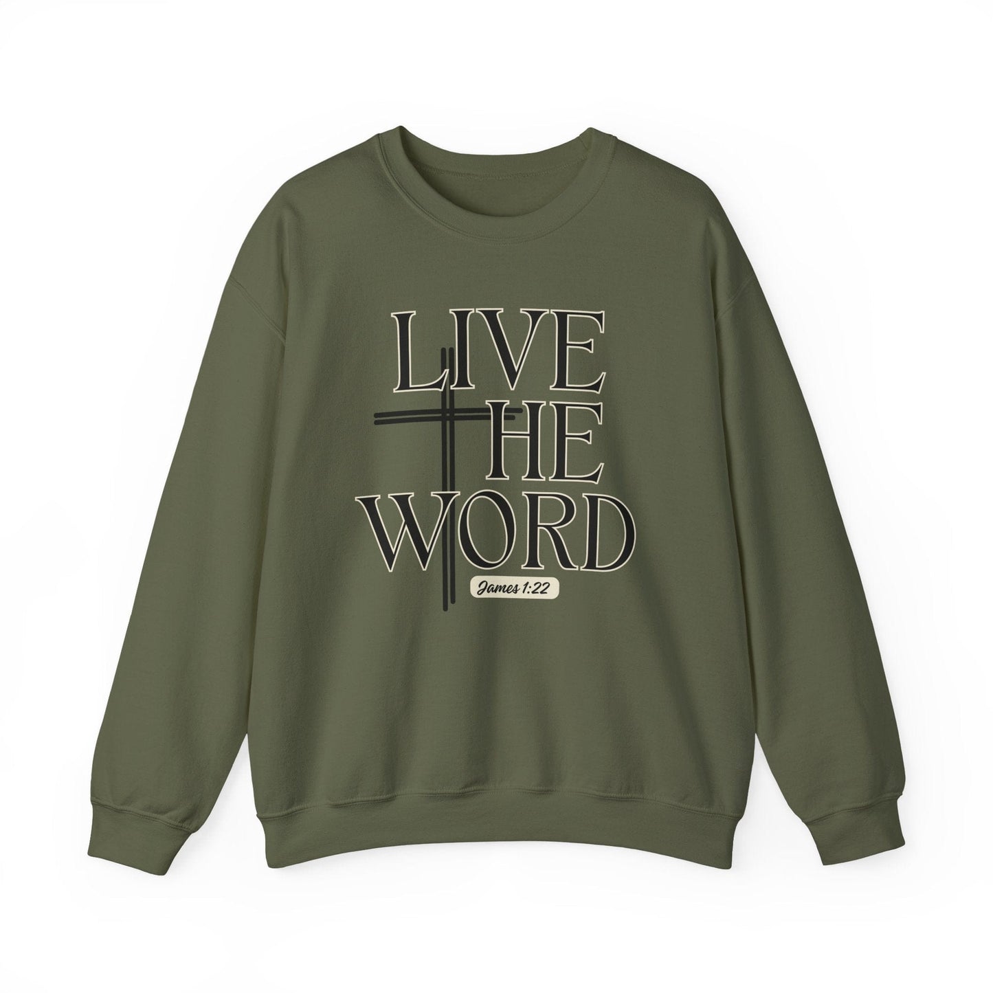 Live the Word Men’s Sweatshirt | James 1:22 Cross Edition