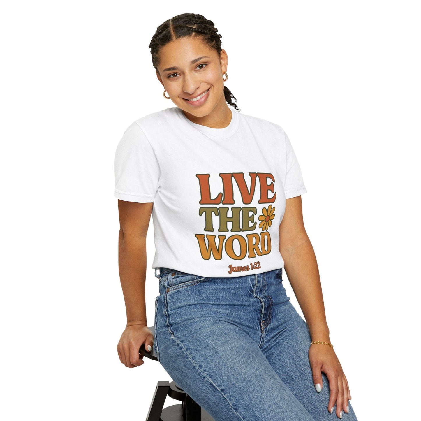 Live the Word Comfort Colors T-Shirt | James 1:22 Faith in Full Bloom Edition