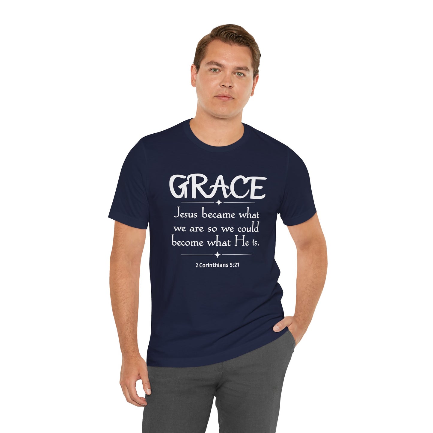 Grace Bella Canvas T-Shirt | 2 Corinthians 5:21 Christian Art Tee