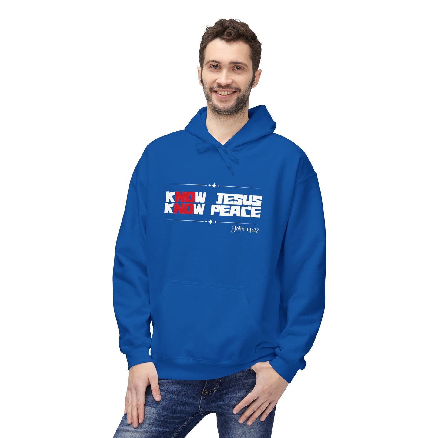 kNOw Jesus kNOw Peace John 14:27 Hoodie — Christian Faith Graphic Pullover