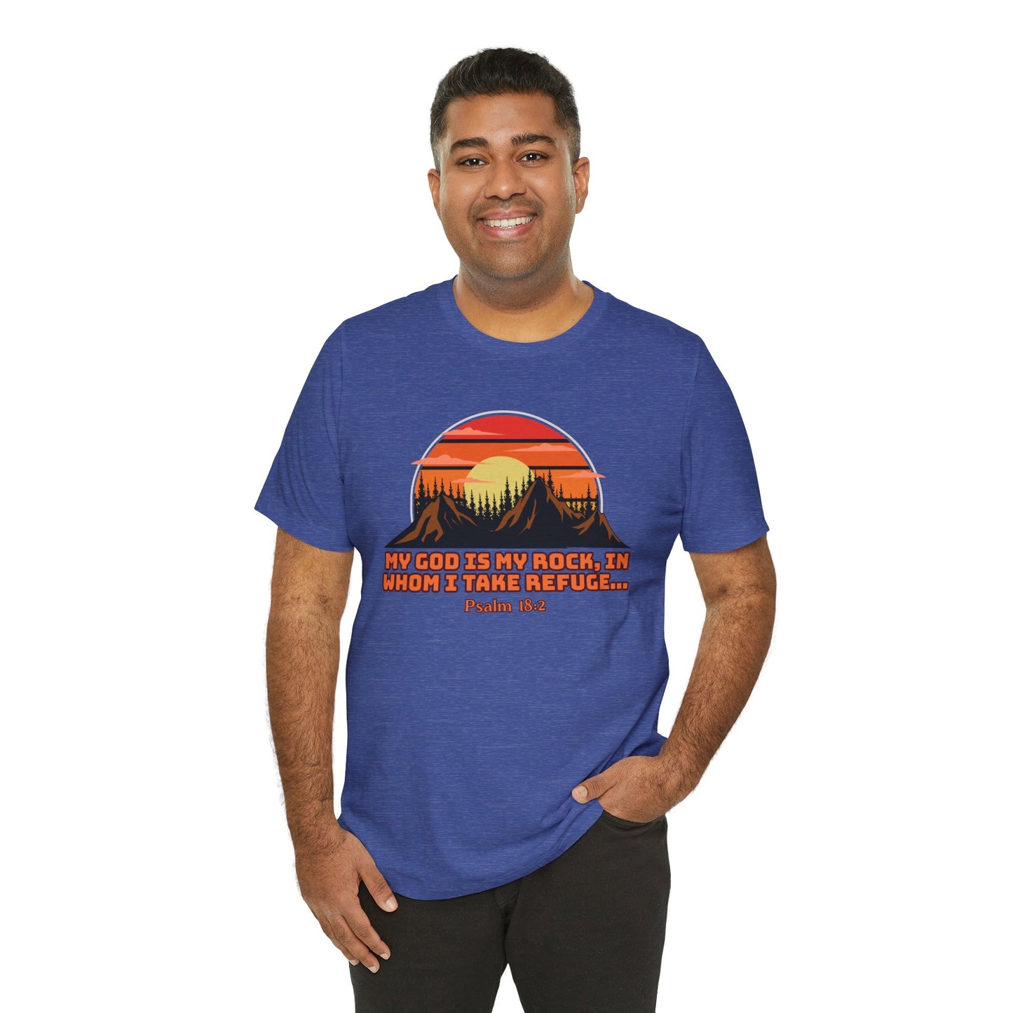 God Is My Rock Bella Canvas T-Shirt | Psalm 18:2 Scripture Art Tee