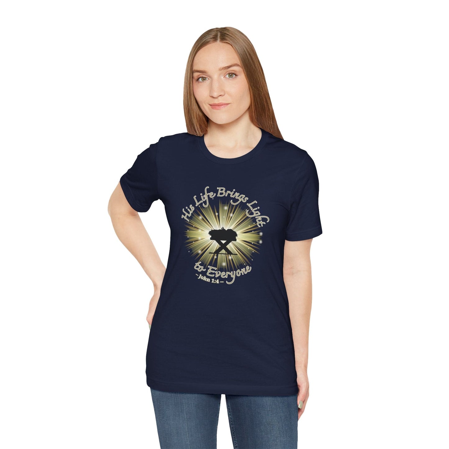 His Life Brings Light | John 1:4 Christian Christmas T-Shirt