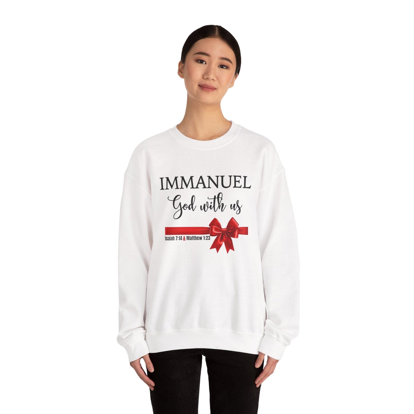 Immanuel “God With Us” Christmas Sweatshirt | Isaiah 7:14 & Matthew 1:23 | Faith-Based Holiday Crewneck