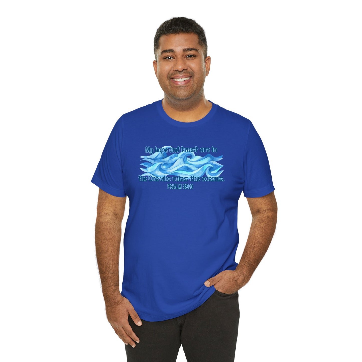 The One Who Rules the Oceans Bella Canvas T-Shirt | Psalm 89:9 Scripture Art Unisex Tee