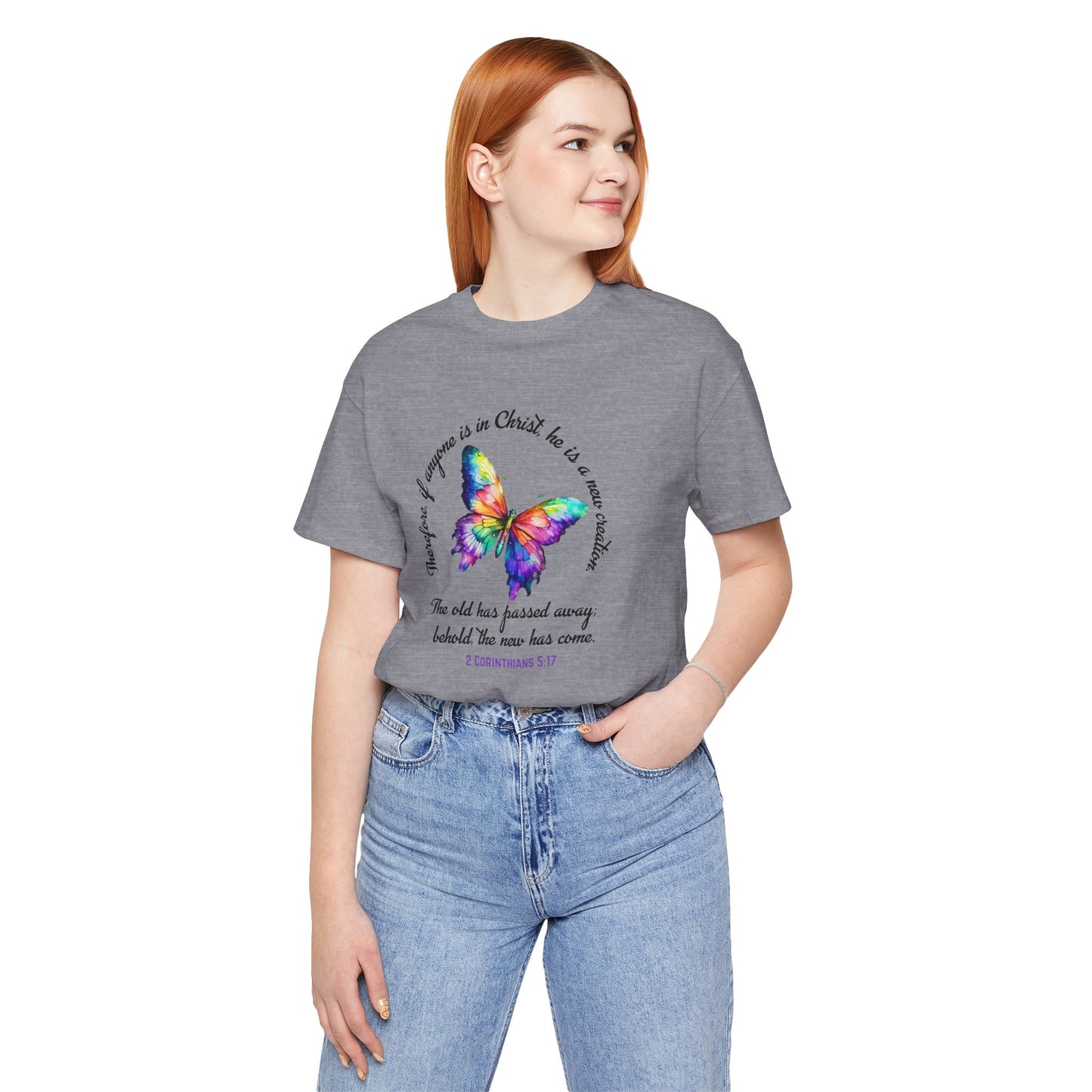 Butterfly New Creation Bella Canvas T‑Shirt - 2 Corinthians 5:17 Christian Faith Tee