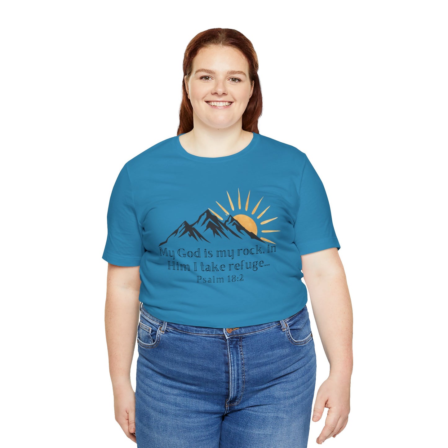 God Is My Rock Bella Canvas T-Shirt | Psalm 18:2 Scripture Art Tee