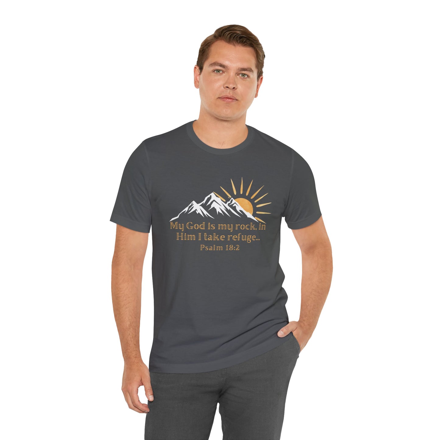 God Is My Rock Bella Canvas T-Shirt | Psalm 18:2 Scripture Art Tee