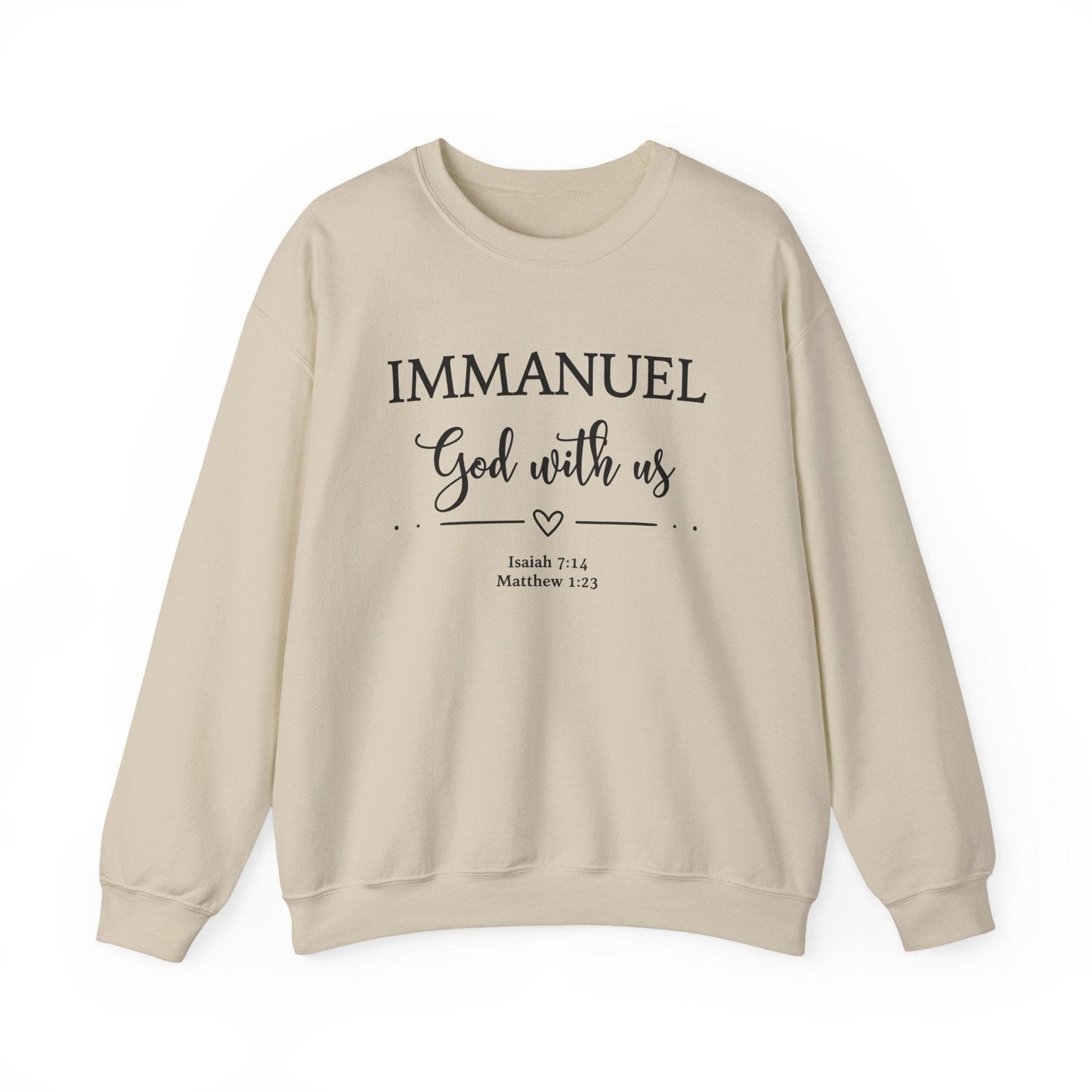 Immanuel God With Us Sweatshirt | Scripture Verse Apparel | Isaiah 7:14 & Matthew 1:23 | Cozy Faith Wear