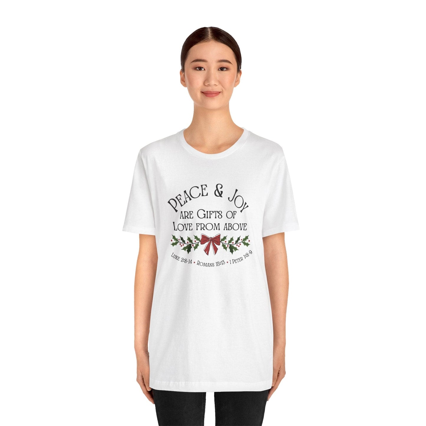 Peace and Joy Bella Canvas Christian Christmas T-Shirt | Faith-Inspired Holiday Tee
