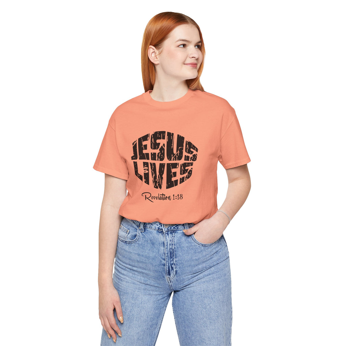 Jesus Lives Bella Canvas T-Shirt | Revelation 1:18 Scripture Art Tee