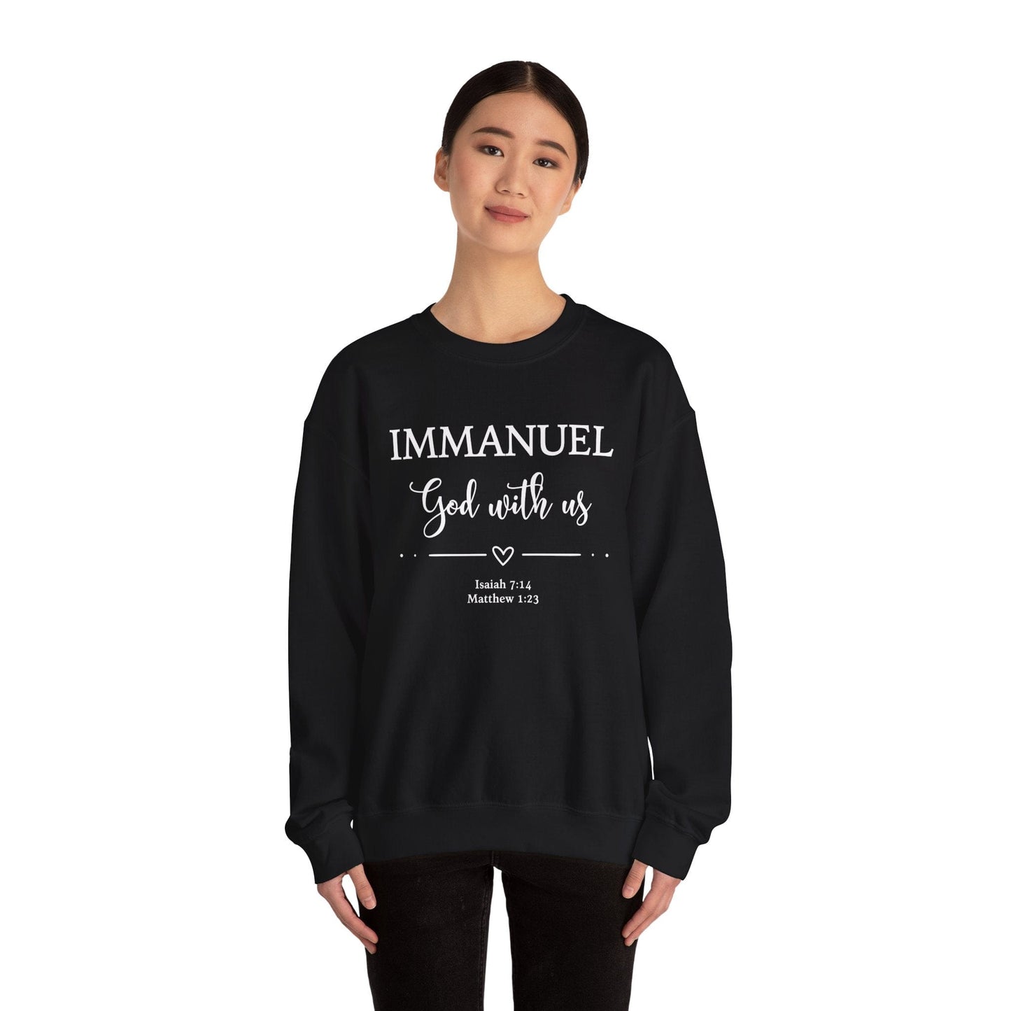 Immanuel God With Us Sweatshirt | Scripture Verse Apparel | Isaiah 7:14 & Matthew 1:23 | Cozy Faith Wear