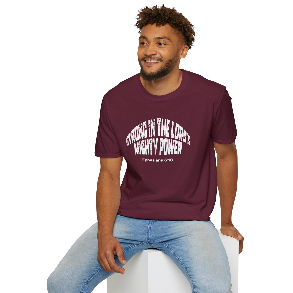 Strong In The Lord's Power Gildan Softstyle T-Shirt | Ephesians 6:10 Bible Verse Tee