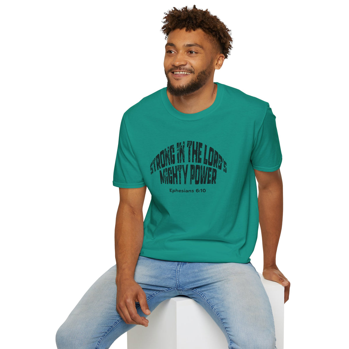 Strong In The Lord's Power Gildan Softstyle T-Shirt | Ephesians 6:10 Bible Verse Tee