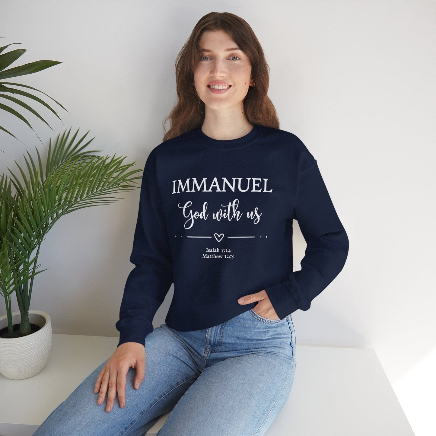 Immanuel God With Us Sweatshirt | Scripture Verse Apparel | Isaiah 7:14 & Matthew 1:23 | Cozy Faith Wear