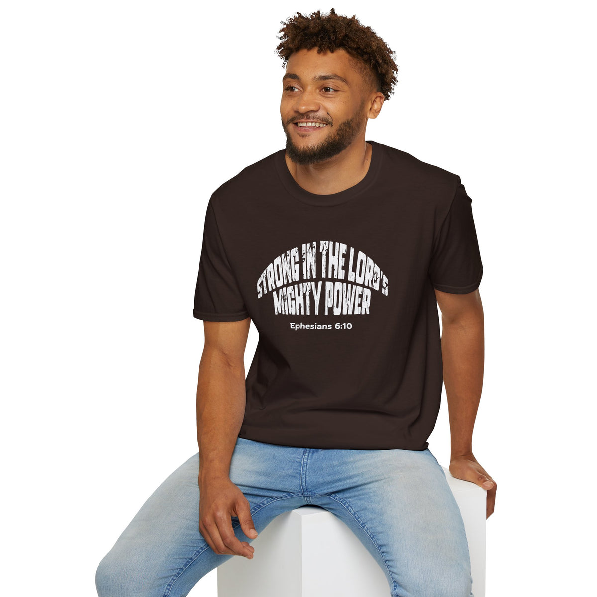 Strong In The Lord's Power Gildan Softstyle T-Shirt | Ephesians 6:10 Bible Verse Tee