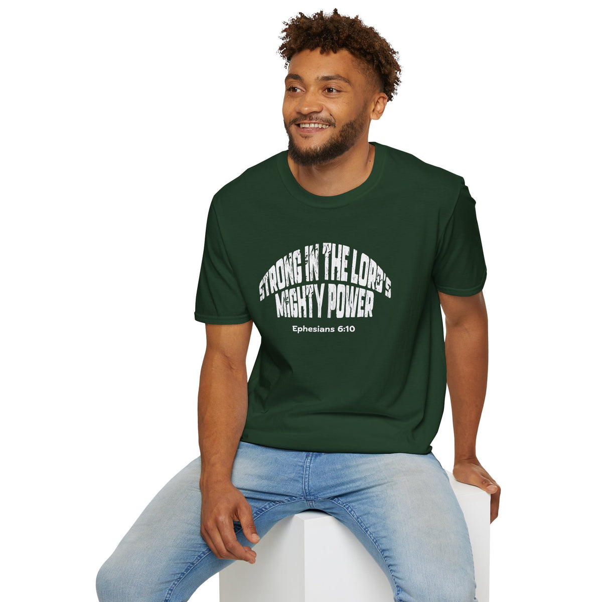 Strong In The Lord's Power Gildan Softstyle T-Shirt | Ephesians 6:10 Bible Verse Tee