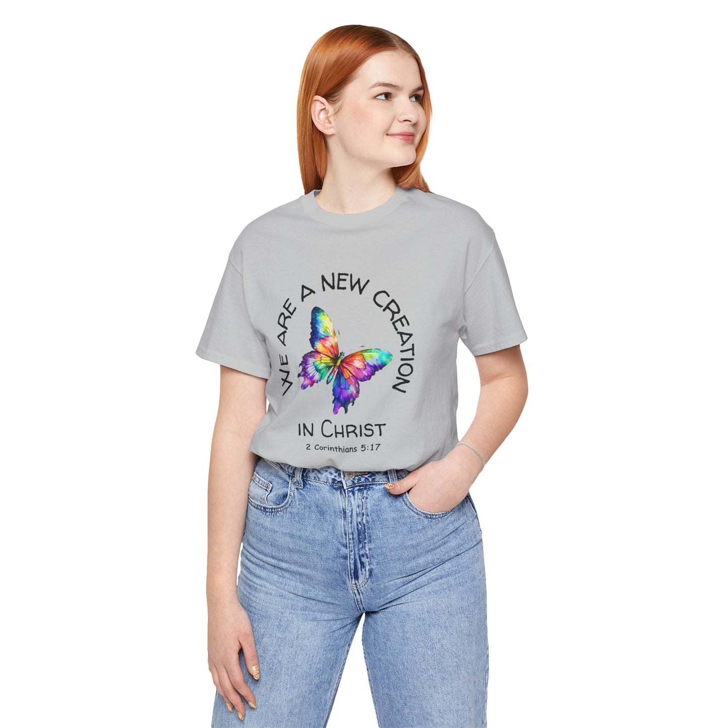 Butterfly New Creation Bella Canvas T‑Shirt | 2 Corinthians 5:17 Christian Faith Tee