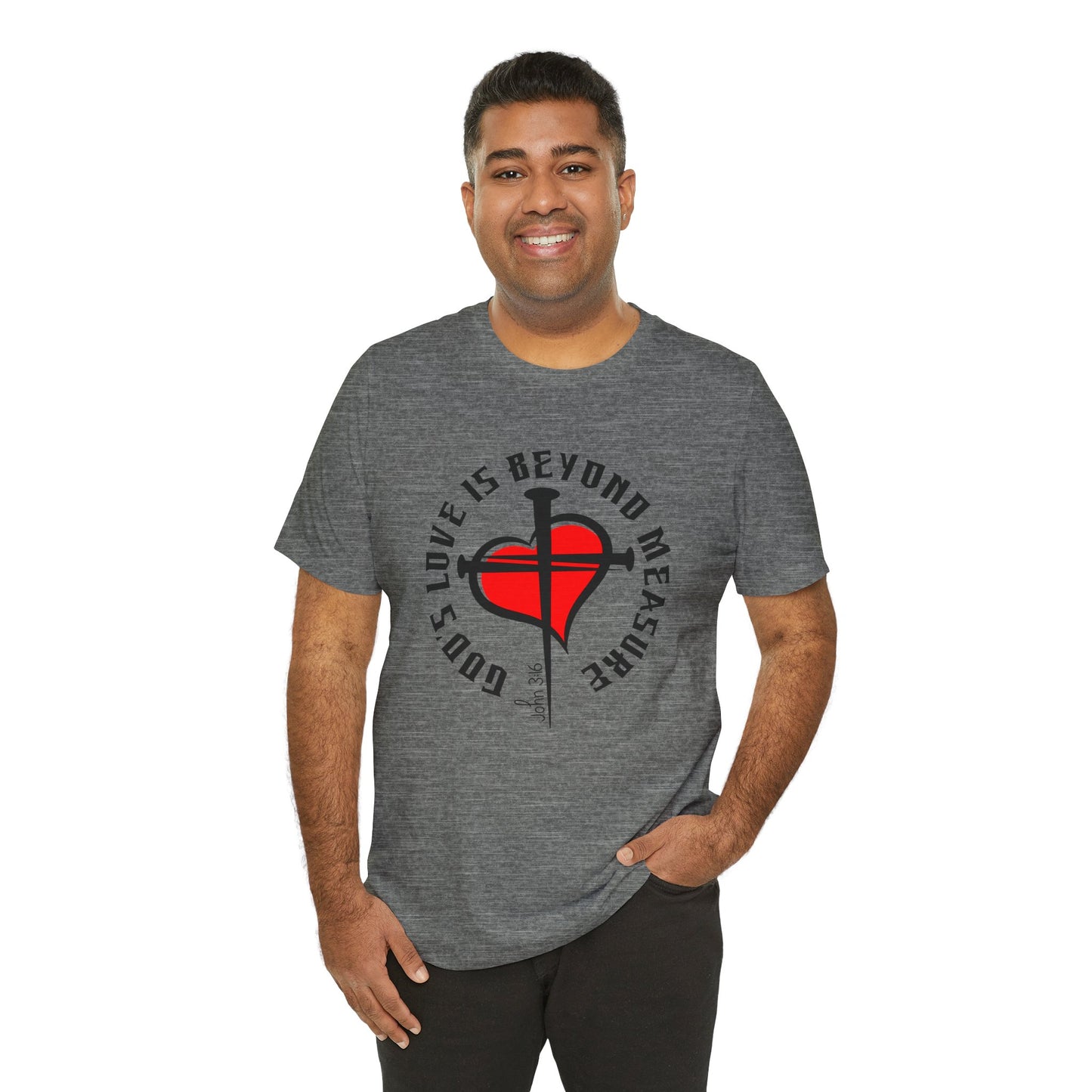 Love Beyond Measure Nail Cross Bella Canvas T-Shirt | John 3:16 Unisex Scripture Art Tee