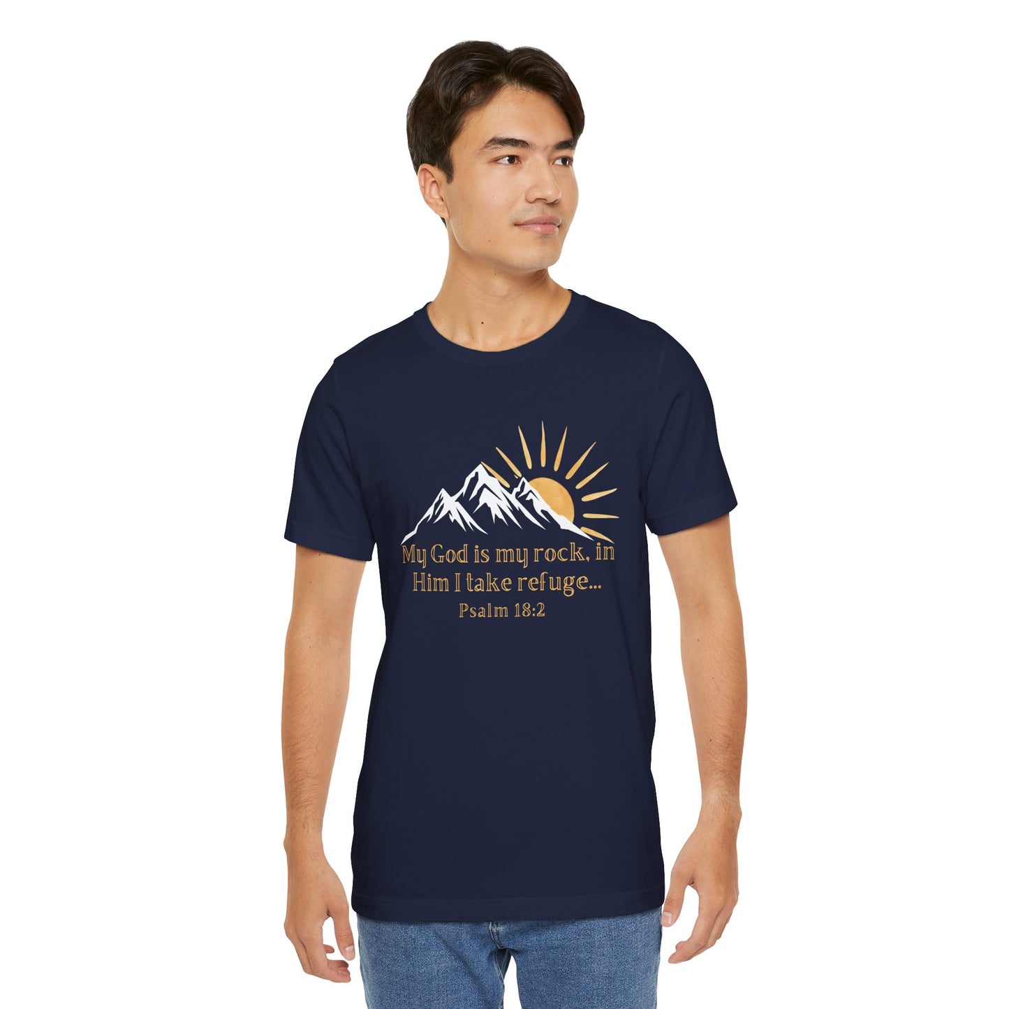 God Is My Rock Bella Canvas T-Shirt | Psalm 18:2 Scripture Art Tee