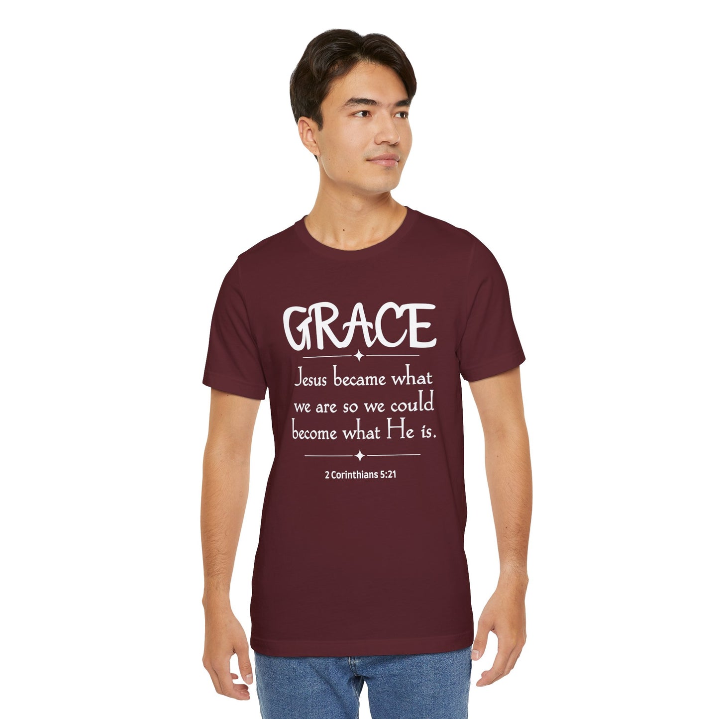Grace Bella Canvas T-Shirt | 2 Corinthians 5:21 Christian Art Tee