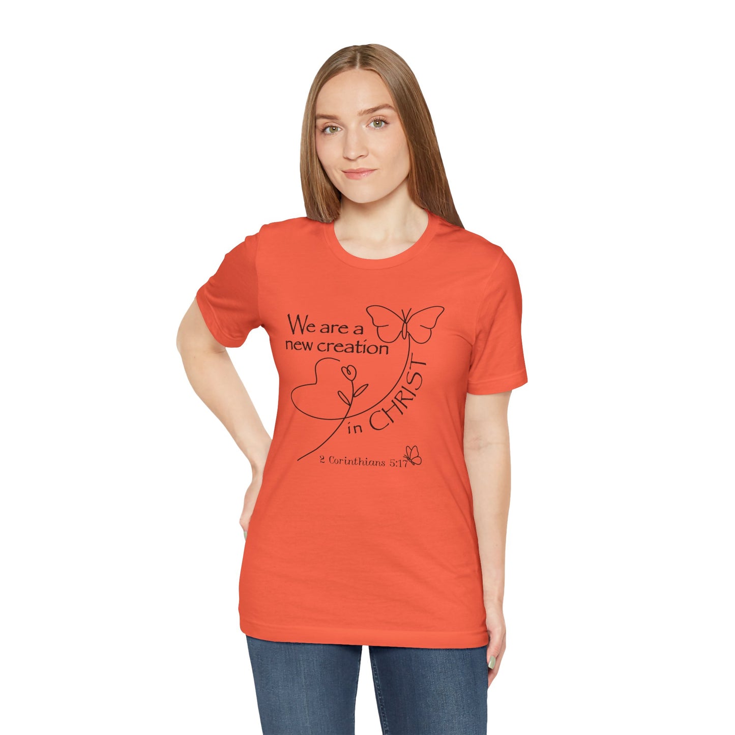 New Creation Butterfly Bella Canvas T‑Shirt | 2 Corinthians 5:17 Bible Verse Tee