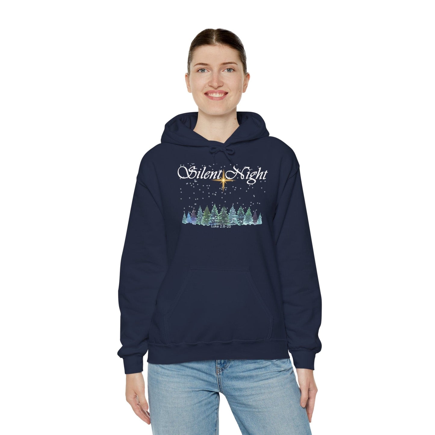 Silent Night Christmas Hoodie – Luke 2:8-20 Scripture Design