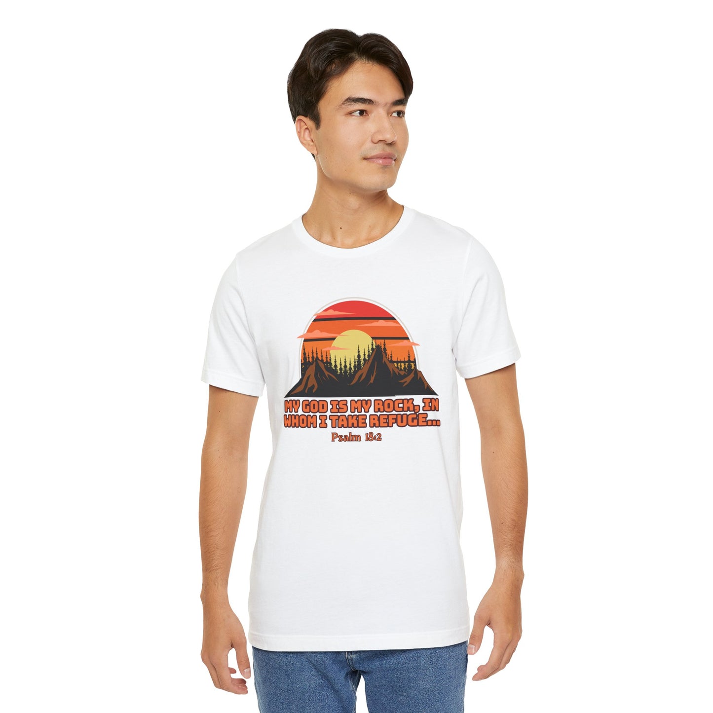 God Is My Rock Bella Canvas T-Shirt | Psalm 18:2 Scripture Art Tee