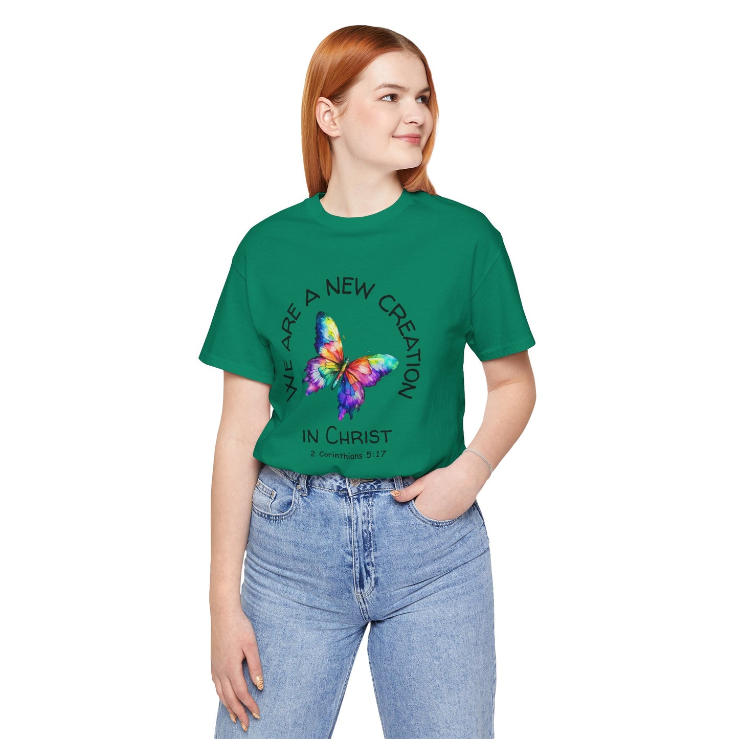 Butterfly New Creation Bella Canvas T‑Shirt | 2 Corinthians 5:17 Christian Faith Tee