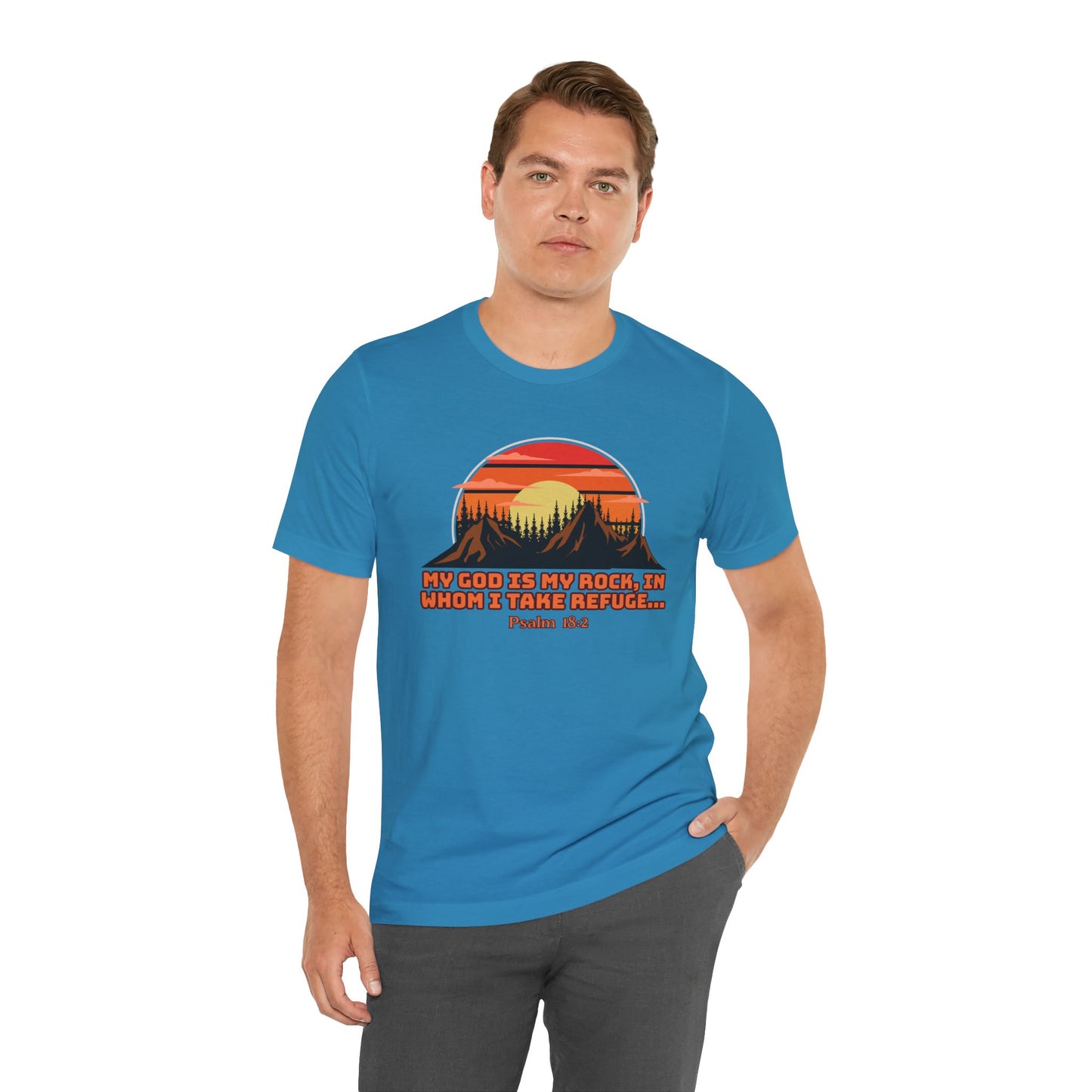 God Is My Rock Bella Canvas T-Shirt | Psalm 18:2 Scripture Art Tee