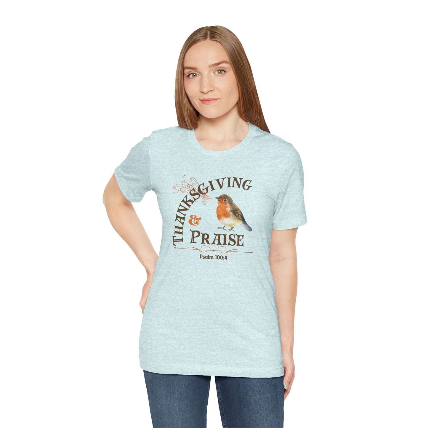 Thanksgiving & Praise T-Shirt | Autumn Christian Apparel Inspired by Psalm 100:4